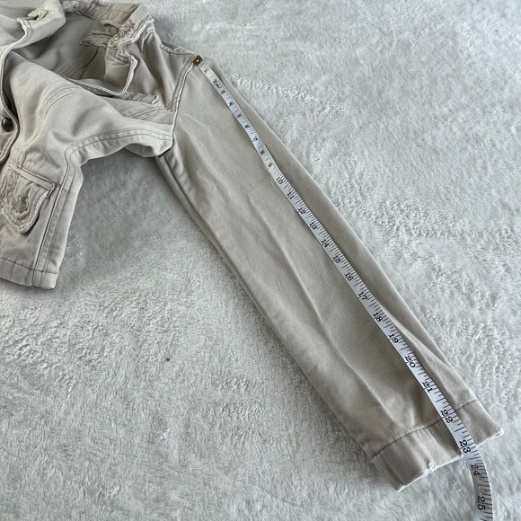 Aeropostale Cotton Embroidered Blazer Jacket Womens S Tan Cream 3 Button Pockets - Picture 8 of 13